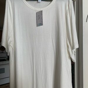 LuLaRoe Alli Cream Ribbed Short-Sleeve Shirt - Lightweight Comfort 2XL